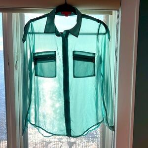 PEACH ROYAL blouse size Small ~ green